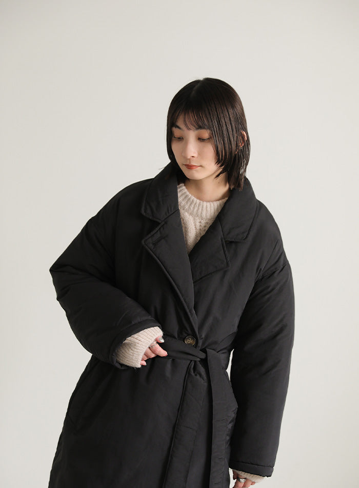 スタンドカラー中綿ロングコート【SALE】
