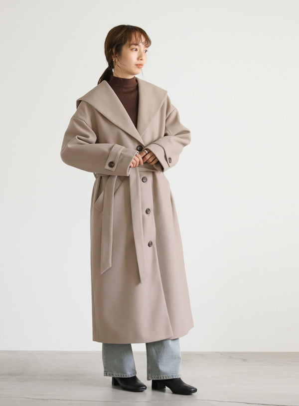 セーラーカラーニットモッサライトロングコート【SALE】