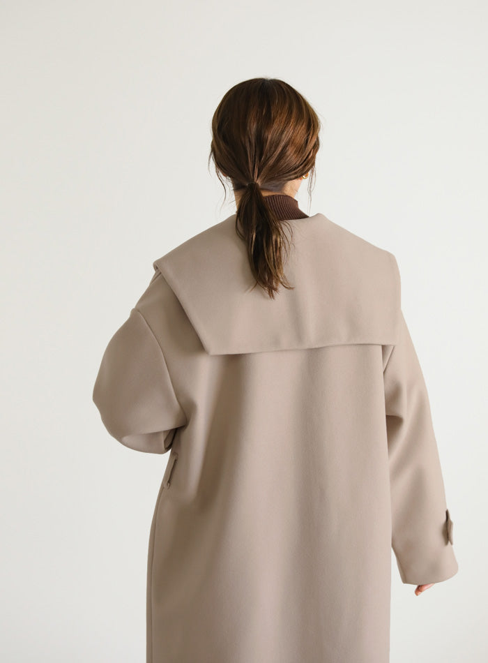 セーラーカラーニットモッサライトロングコート【SALE】