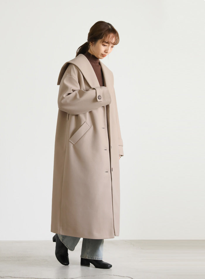 セーラーカラーニットモッサライトロングコート【SALE】