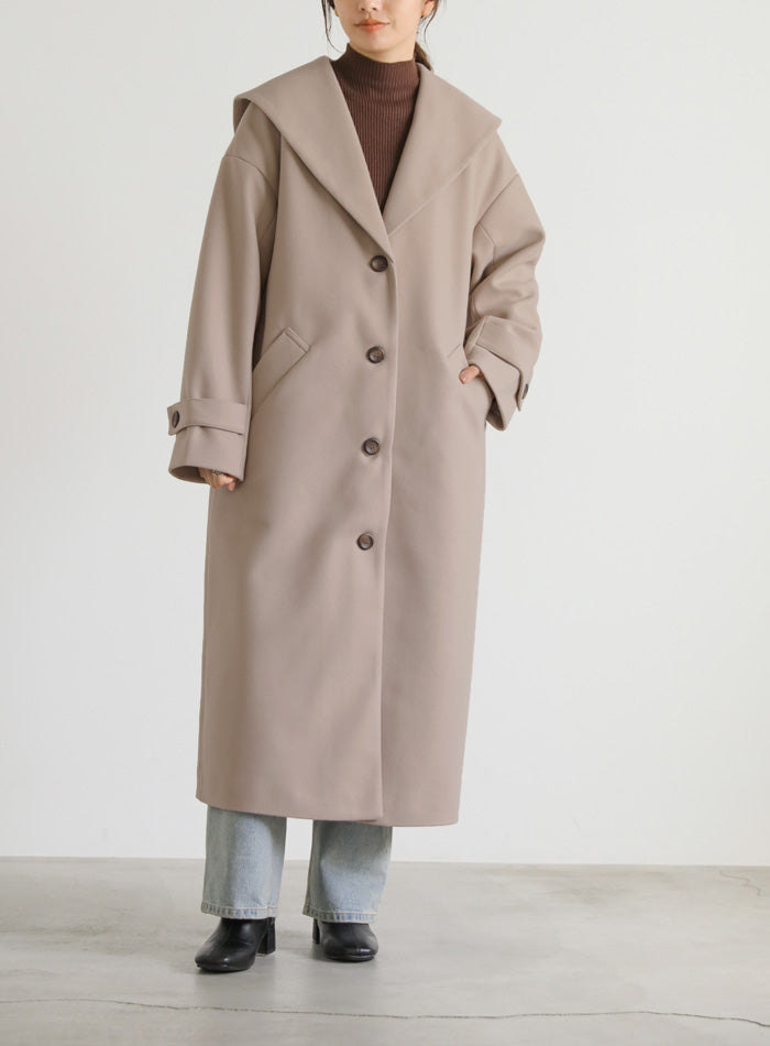 セーラーカラーニットモッサライトロングコート【SALE】