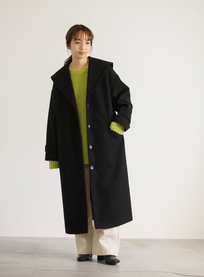 セーラーカラーニットモッサライトロングコート【SALE】
