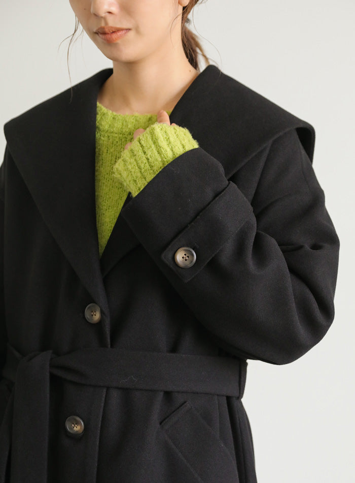セーラーカラーニットモッサライトロングコート【SALE】