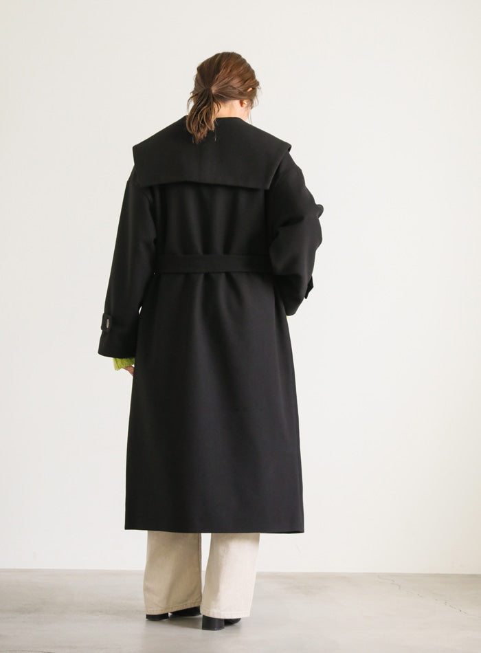 セーラーカラーニットモッサライトロングコート【SALE】