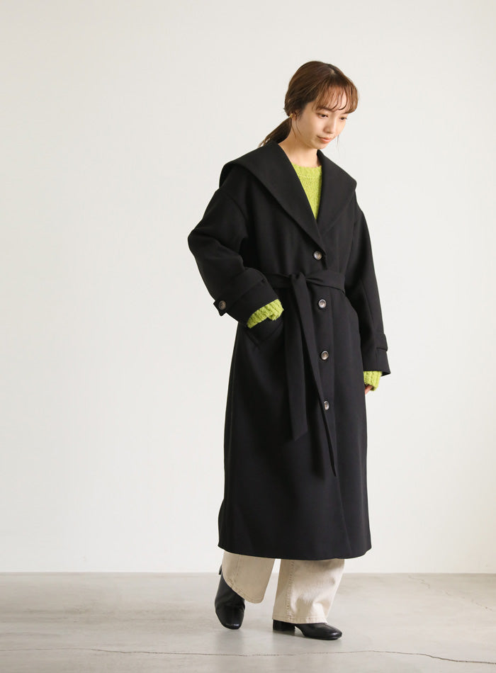 セーラーカラーニットモッサライトロングコート【SALE】
