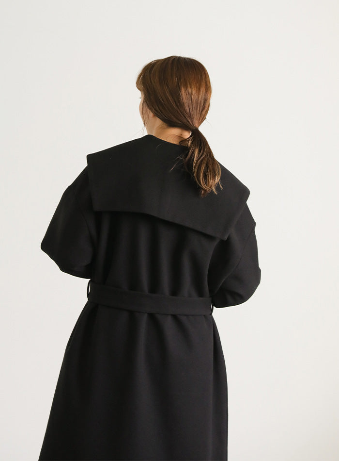セーラーカラーニットモッサライトロングコート【SALE】