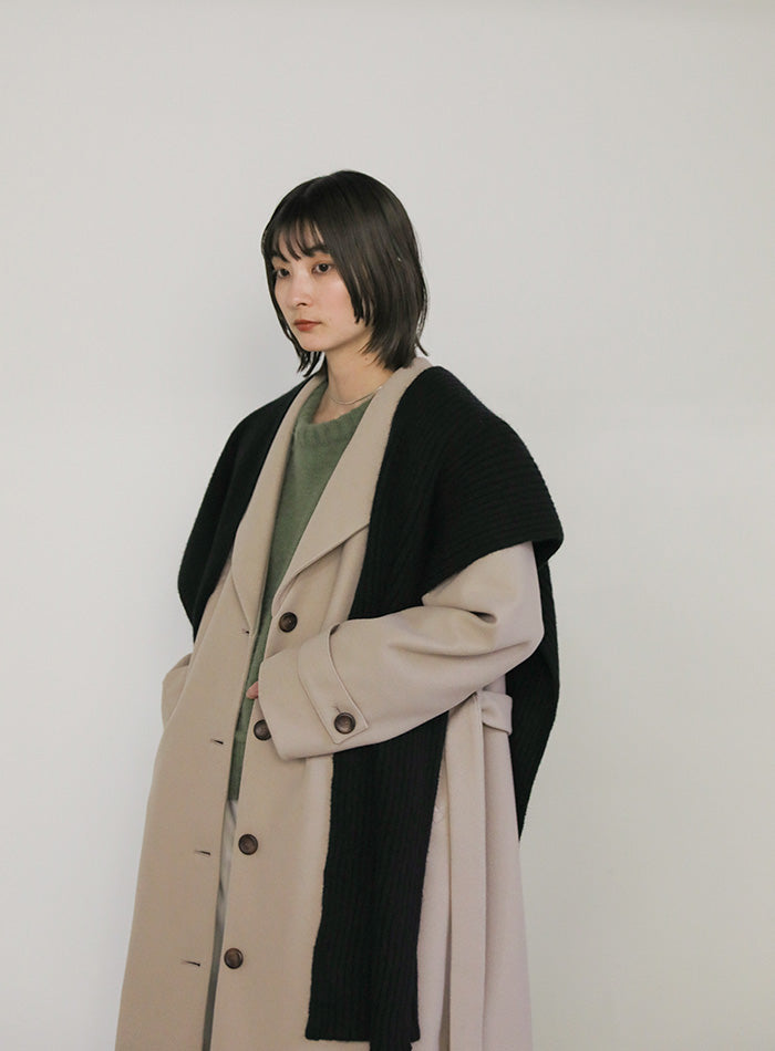 セーラーカラーニットモッサライトロングコート【SALE】