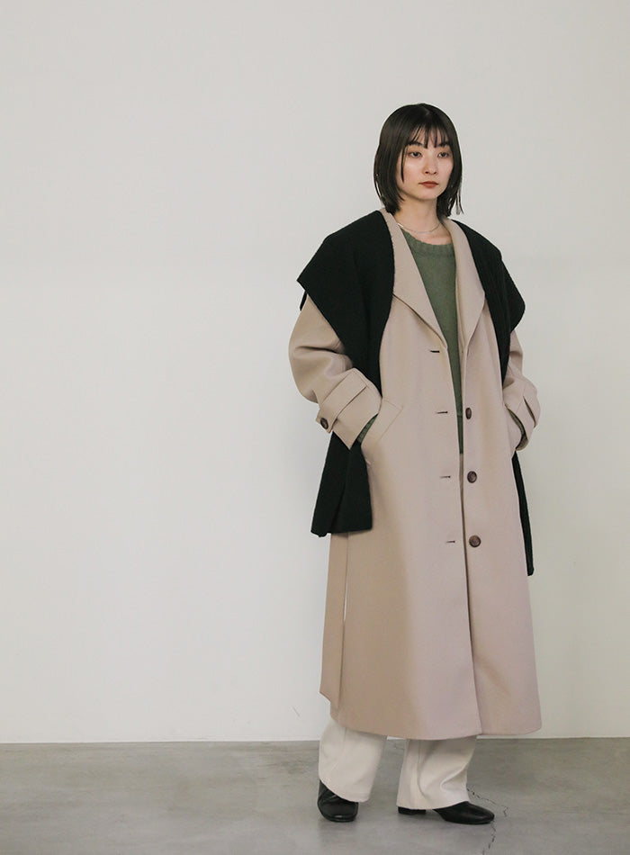 セーラーカラーニットモッサライトロングコート【SALE】