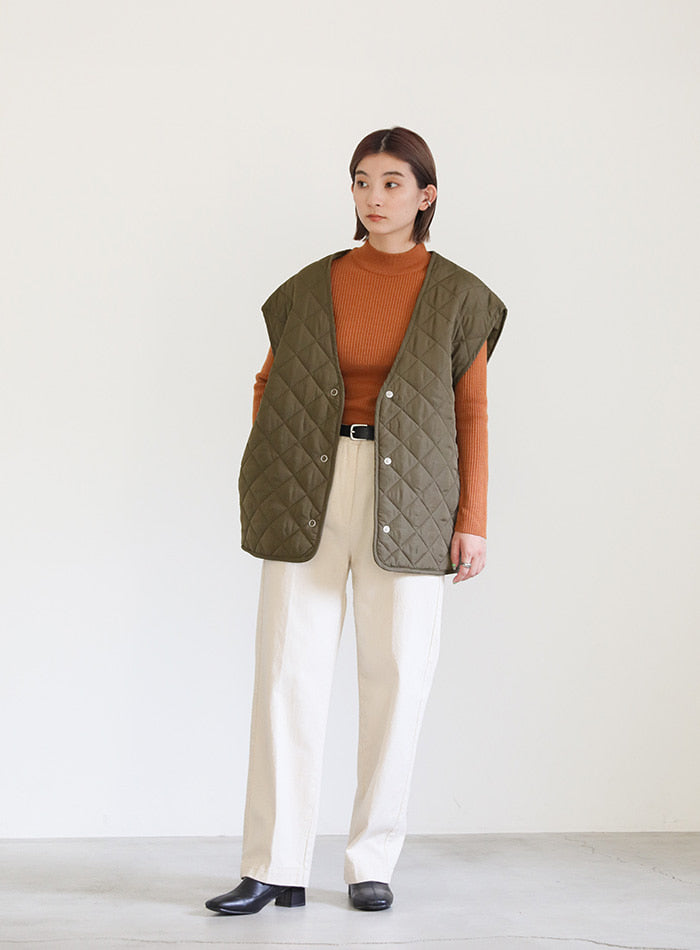 ノーカラーキルティングベスト【SALE】