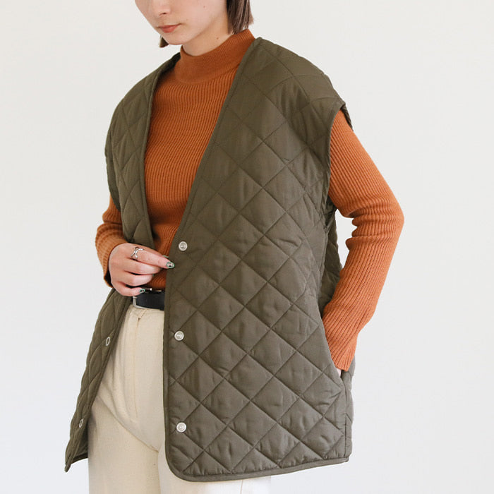 ノーカラーキルティングベスト【SALE】