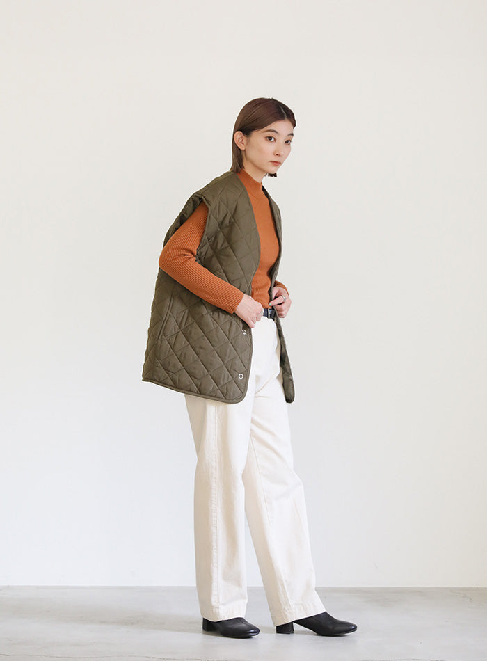ノーカラーキルティングベスト【SALE】