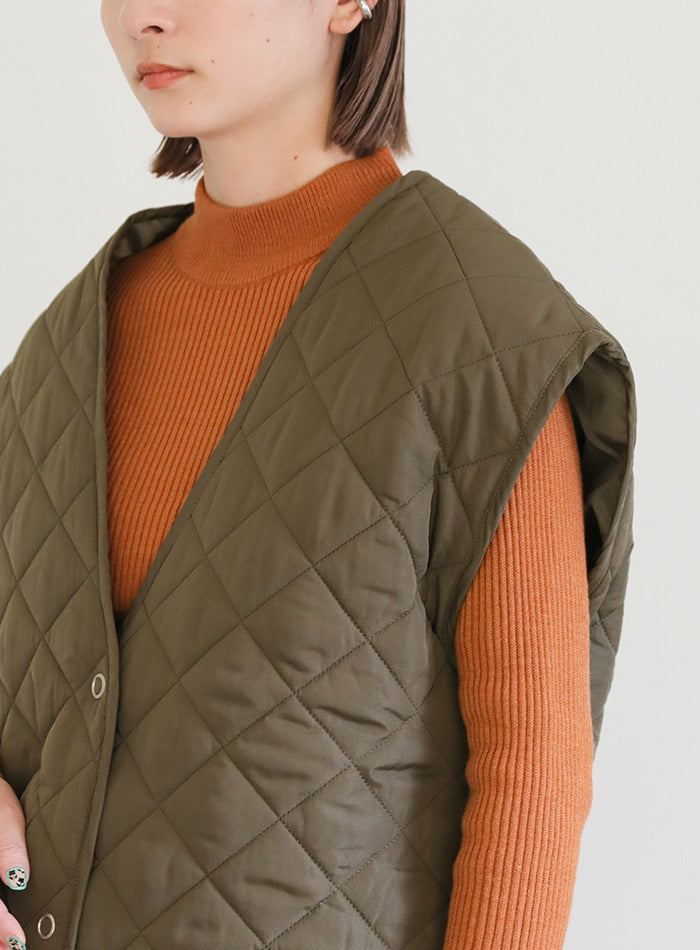 ノーカラーキルティングベスト【SALE】