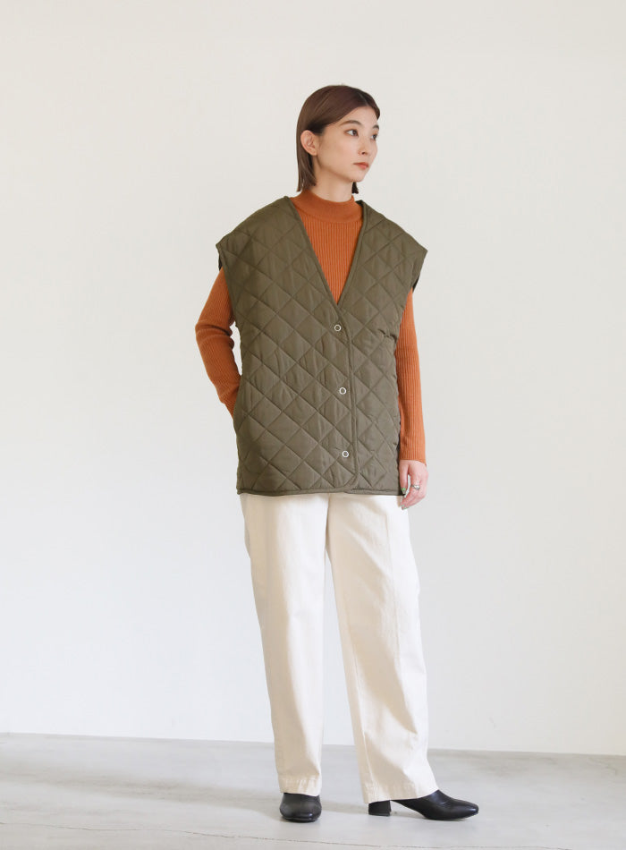 ノーカラーキルティングベスト【SALE】