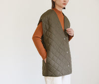ノーカラーキルティングベスト【SALE】