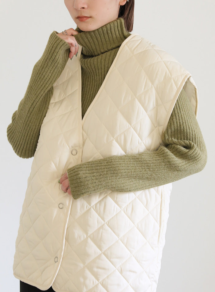 ノーカラーキルティングベスト【SALE】