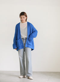 ローゲージ編みニットカーディガン【SALE】