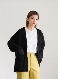 ローゲージ編みニットカーディガン【SALE】