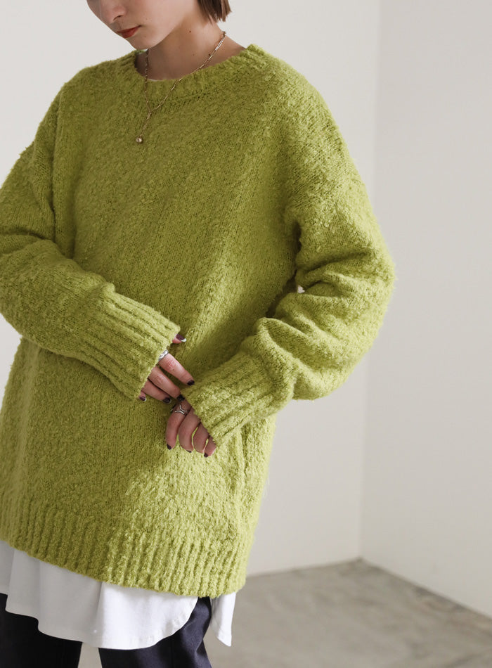 クルーネックブークレーニット【SALE】