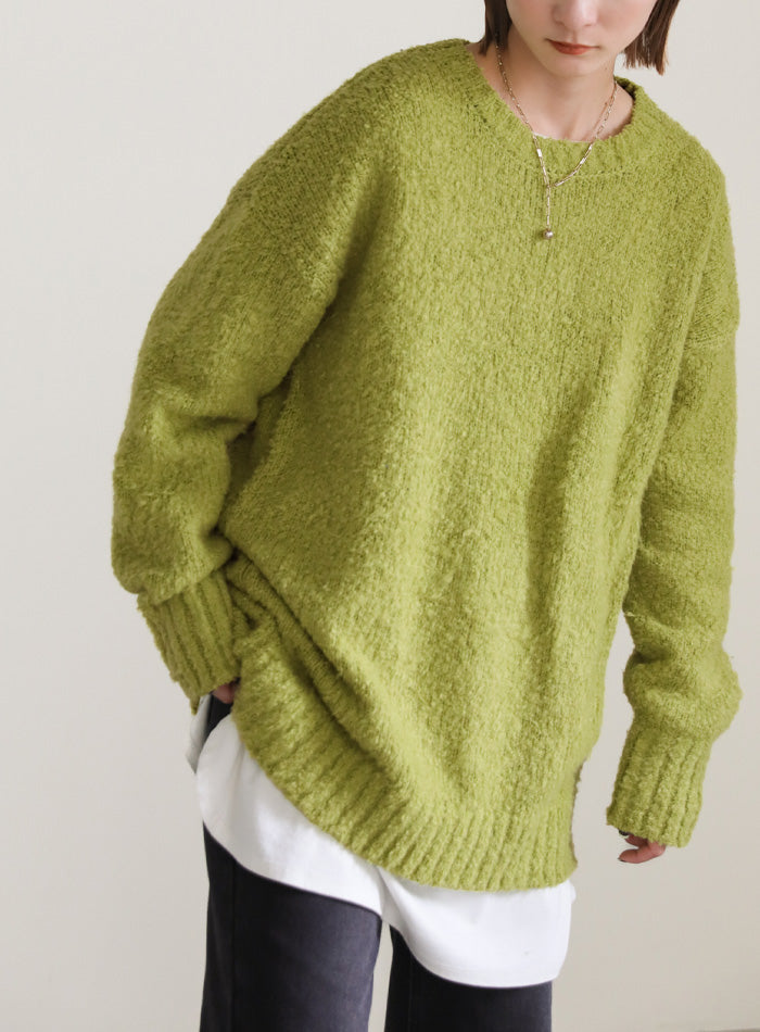 クルーネックブークレーニット【SALE】