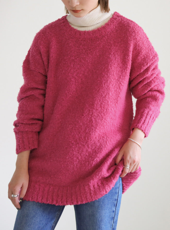 クルーネックブークレーニット【SALE】