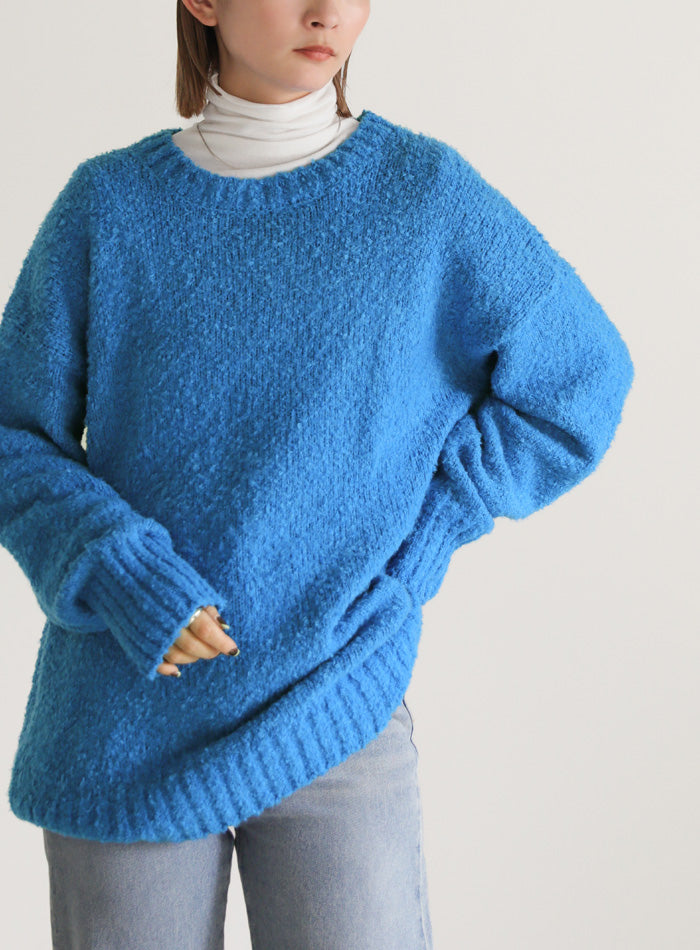 クルーネックブークレーニット【SALE】