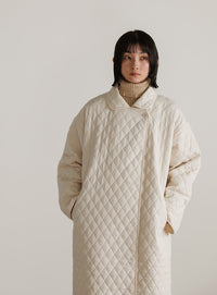 ステンカラーキルティングロングコート【SALE】
