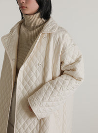 ステンカラーキルティングロングコート【SALE】