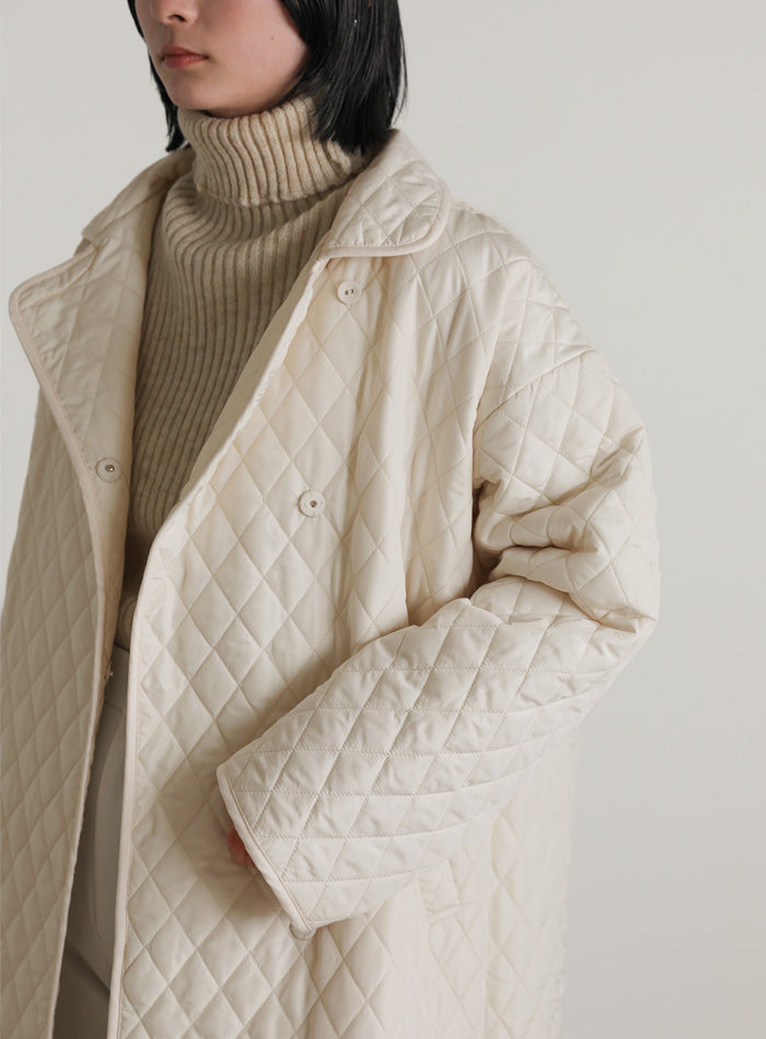 ステンカラーキルティングロングコート【SALE】