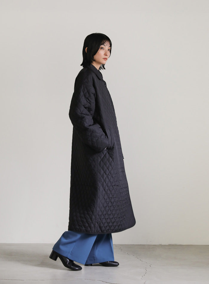 ステンカラーキルティングロングコート【SALE】