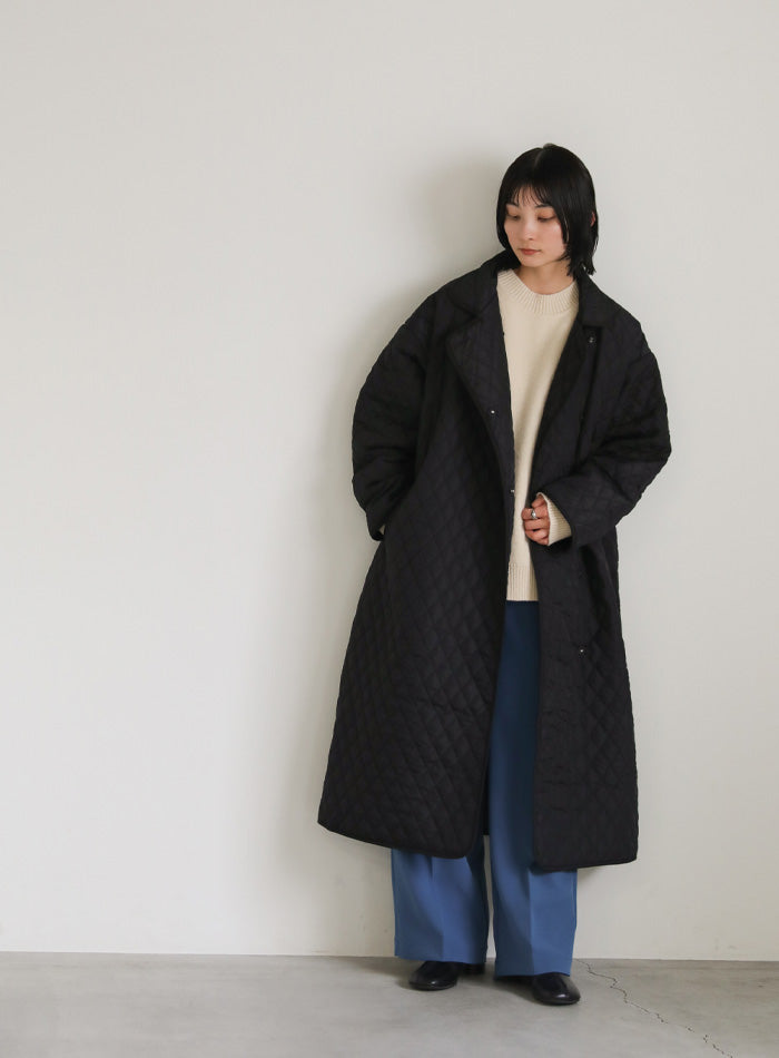 ステンカラーキルティングロングコート【SALE】