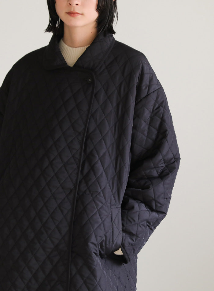 ステンカラーキルティングロングコート【SALE】
