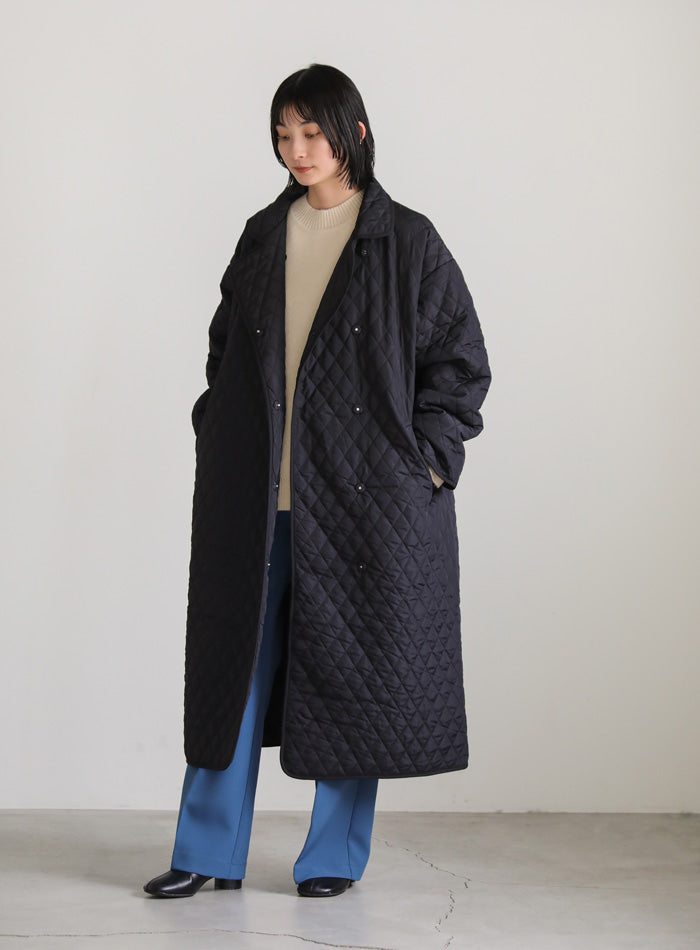 ステンカラーキルティングロングコート【SALE】