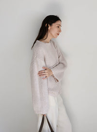 パッチワークデザインシャギーニット