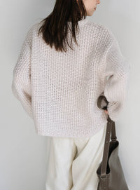 パッチワークデザインシャギーニット