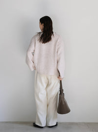 パッチワークデザインシャギーニット