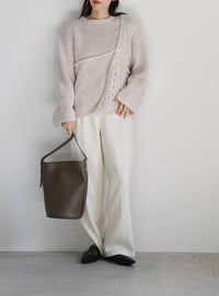 パッチワークデザインシャギーニット