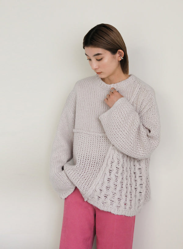 パッチワークデザインシャギーニット【SALE】