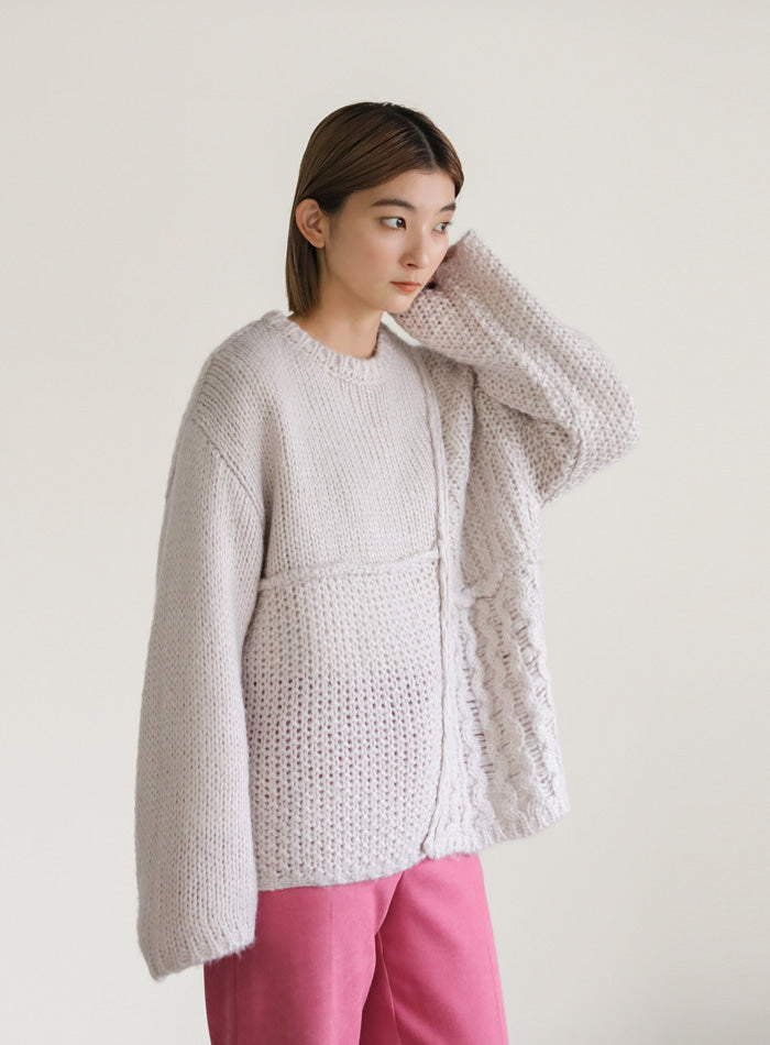 パッチワークデザインシャギーニット【SALE】