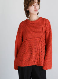 パッチワークデザインシャギーニット