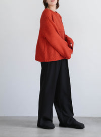 パッチワークデザインシャギーニット