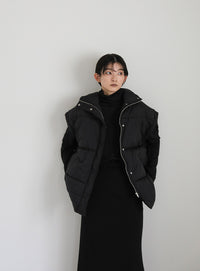 オーバーサイズスタンドカラーキルティングベスト【SALE】