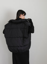 オーバーサイズスタンドカラーキルティングベスト【SALE】