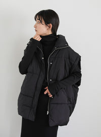 オーバーサイズスタンドカラーキルティングベスト【SALE】