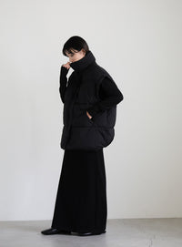 オーバーサイズスタンドカラーキルティングベスト【SALE】