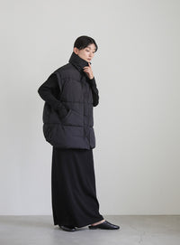 オーバーサイズスタンドカラーキルティングベスト【SALE】