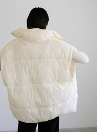 オーバーサイズスタンドカラーキルティングベスト【SALE】