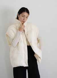 オーバーサイズスタンドカラーキルティングベスト【SALE】