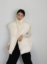 オーバーサイズスタンドカラーキルティングベスト【SALE】