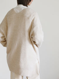 Vネックリブサイドスリットルーズニット【SALE】