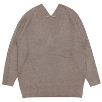 Vネックリブサイドスリットルーズニット【SALE】